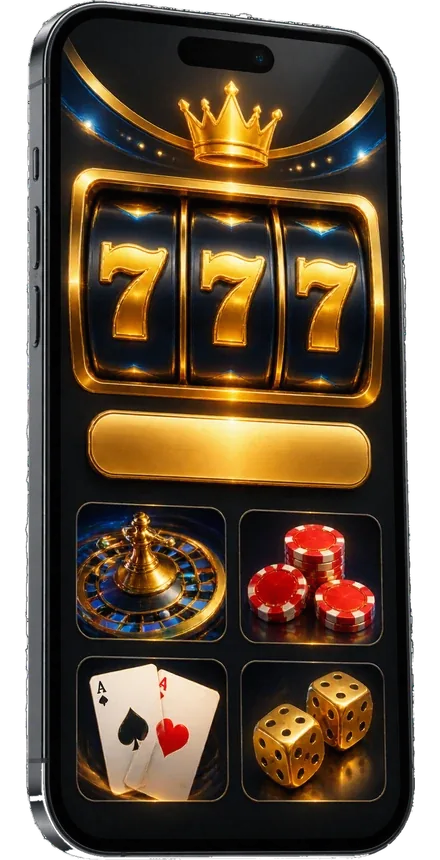 Phone showing the Tyson Fury Slots casino lobby - slot reels, roulette and chips - launched from a home-screen shortcut
